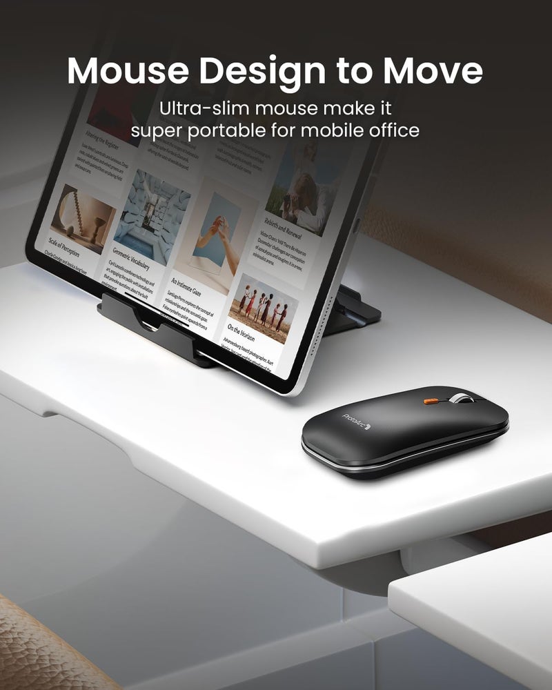 ProtoArc Foldable Keyboard and Mouse, XKM01 True Full-Size Folding Wireless Keyboard Mouse Combo for Business Travel, a Portable Office Suite On-the-Go, Compatible with Laptop iPad Tablet - Black Gray - Image 5